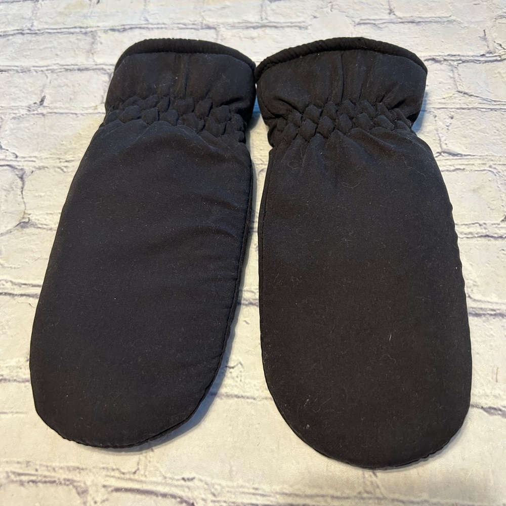 ASPEN BLACK MITTENS WITH BLACK FAUX FUR LINING ACRYLIC & POLYESTER ONE SIZE